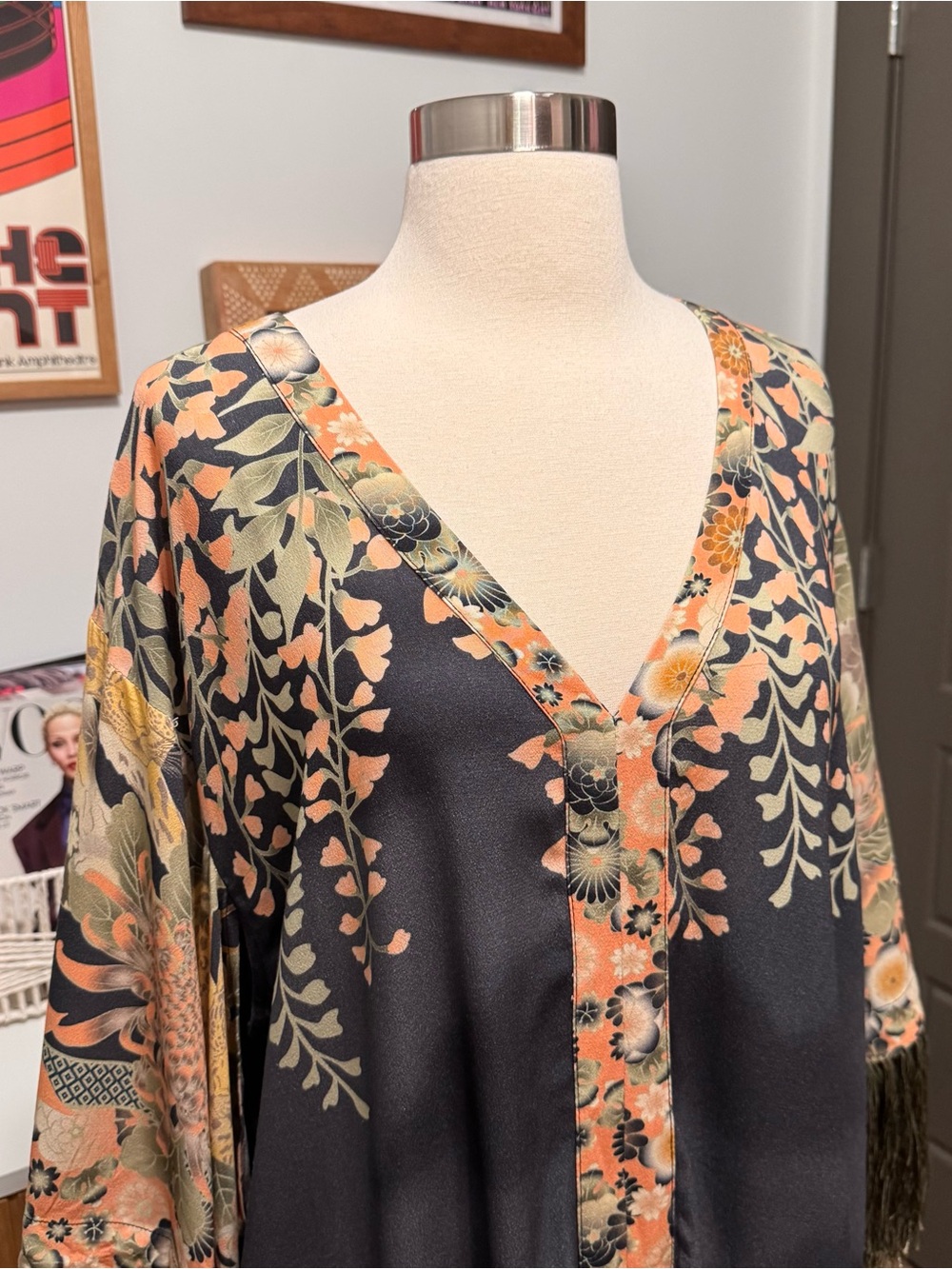Spell Floral Fringe Mini Dress in Navy, Peach, Cream - Picture 4 of 14